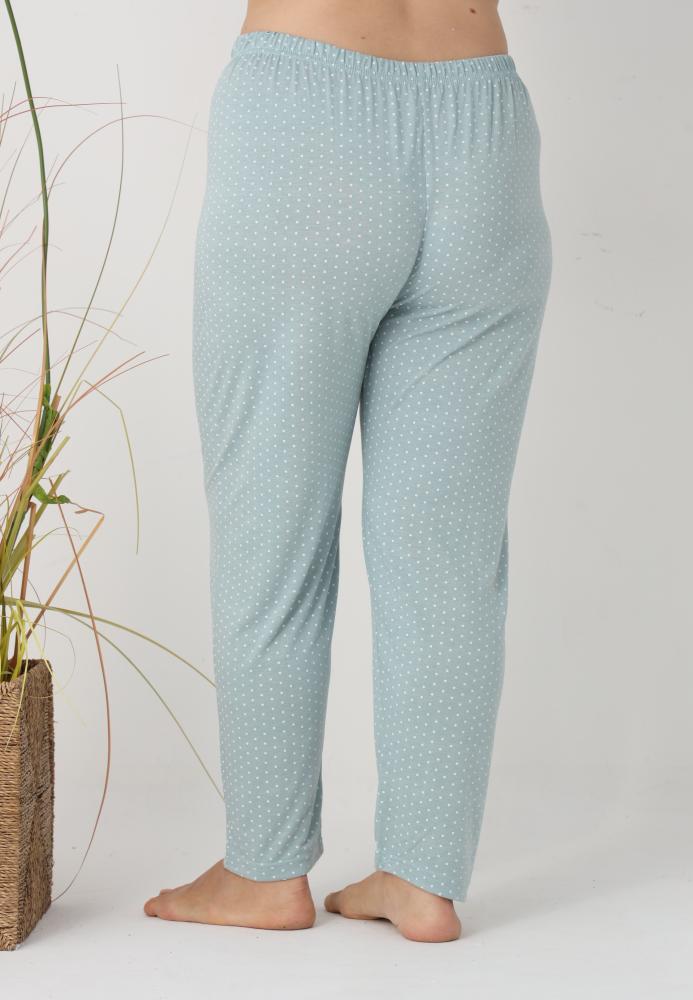 Pantaloni de Pijama Dama Lungi,Big Size,Culoare Verde cu Buline,Engros